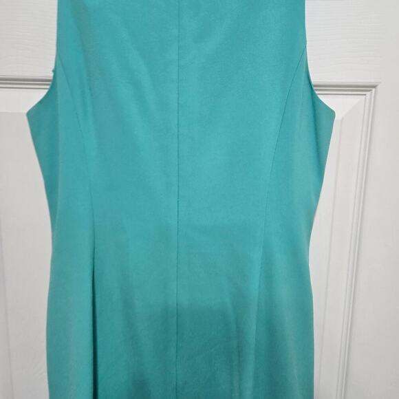 Ann Taylor dress womens size 8 blue green flutter sleeve church career sheath - Picture 9 of 9